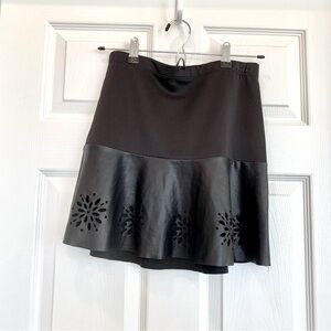 Black Mixed-Media Laser-Cut Detail Mini Skirt